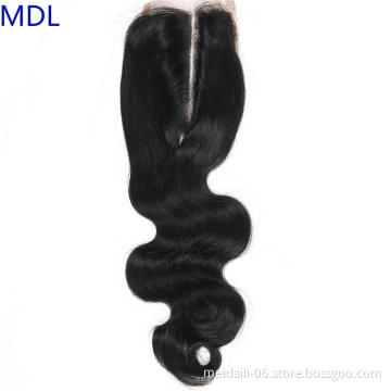 Virgin Indian Human Hair Cheap Top Quality Natural Color 4*4 Body Wave Lace Closure